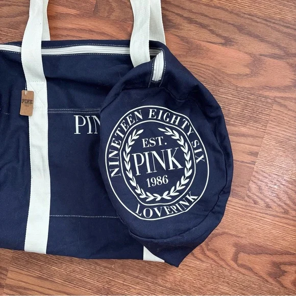 NWT Victoria Secret Love Pink Canvas Duffle Bag - Picture 8 of 8
